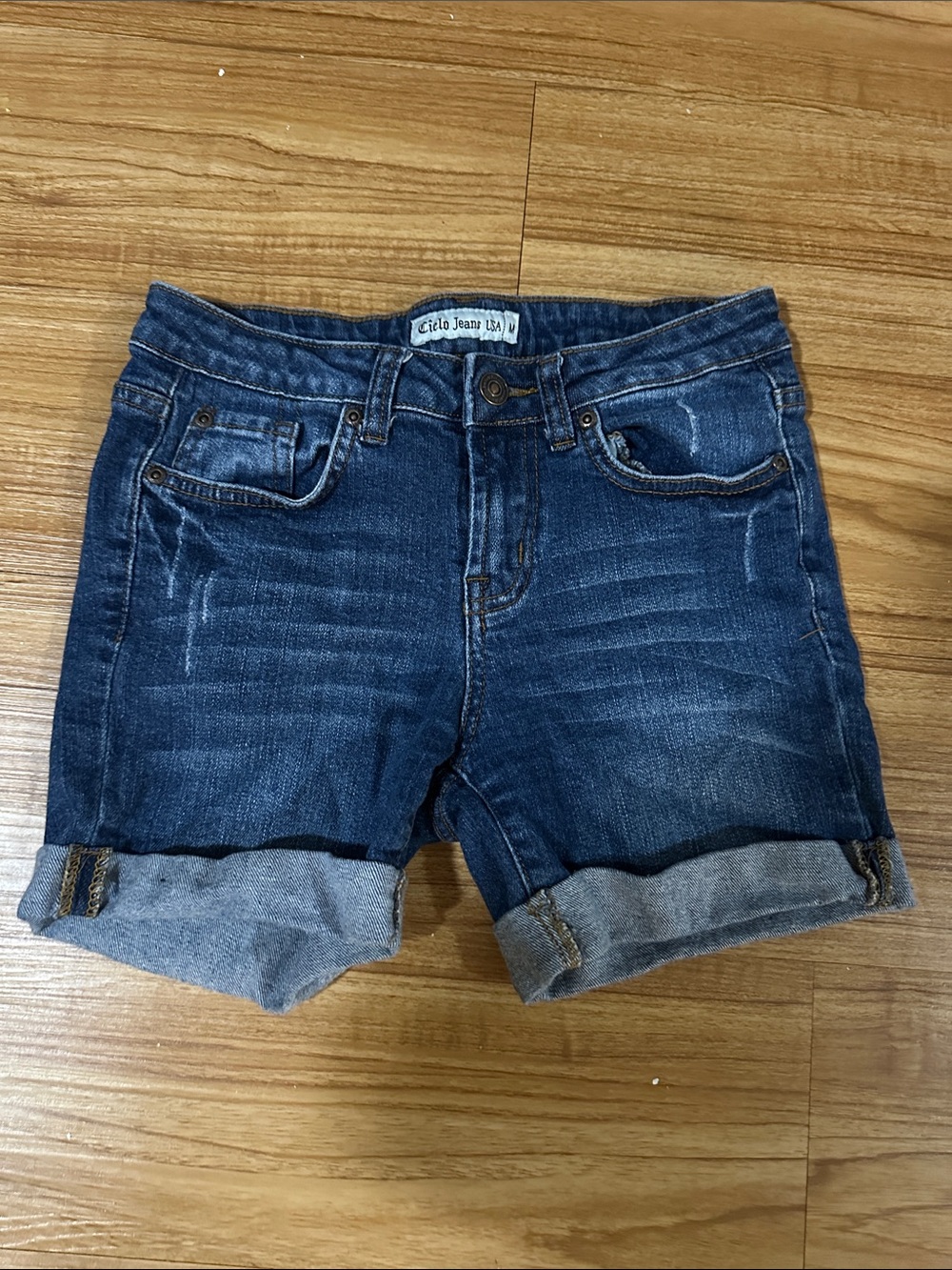 Cello Dark Blue Rolled Hem Denim Shorts